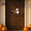 Black Cat Pumpkin Ghost Ornaments Halloween Wooden Welcome Door Sign, Vintage Jack-o-lantern Hanging Fall Home Party Supplies Decoration, Horror