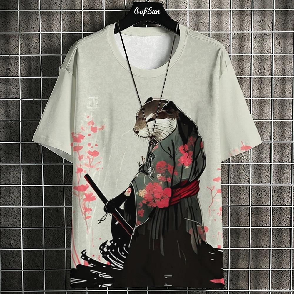 Summer short sleeve printed T-shirt for men's O-neck pullover fashion street clothing fashion Men's clothing