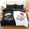 Lover Couples King Queen Duvet Cover Black And White Printed Bedding Set For Adults Valentine's Day Bedroom Decor Quilt Cover