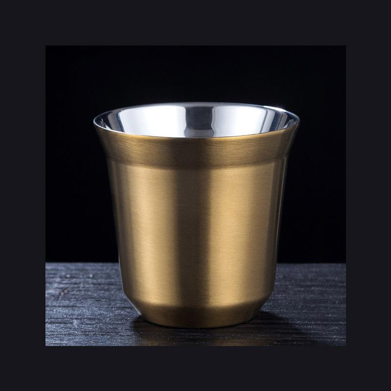 Double Wall Insulated Stainless Steel Espresso Cup Capsule Coffee Mug Metal Drinking Demitasse Cup For Home Indoor or Outdoor