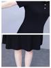 Women's Summer Embroidered Black Polo Collar A-Line Dress - Slimming & Fashionable Casual Sporty Style