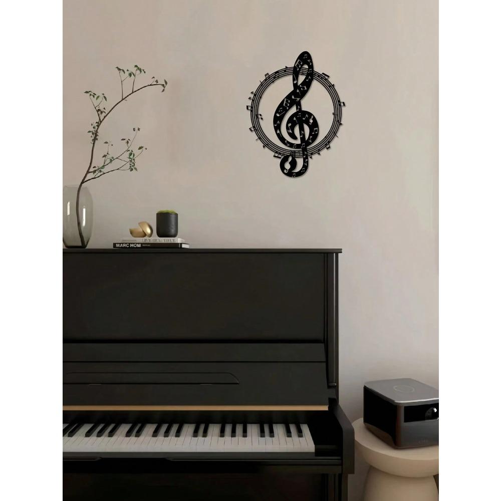 Metall Wandkunst Noten Dekor, Schwarze Skulptur für Schlafzimmer, Büro, Musikstudio Wandbehang, 1 Stück, Geburtstagsgeschenk, Abschlussgeschenk
