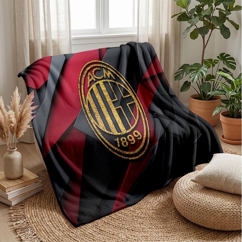 AC Milan Theme Blanket Soft Flannel Blanket Plush Throw Blanket Cozy Sofa Bed Blanket for Home Decor