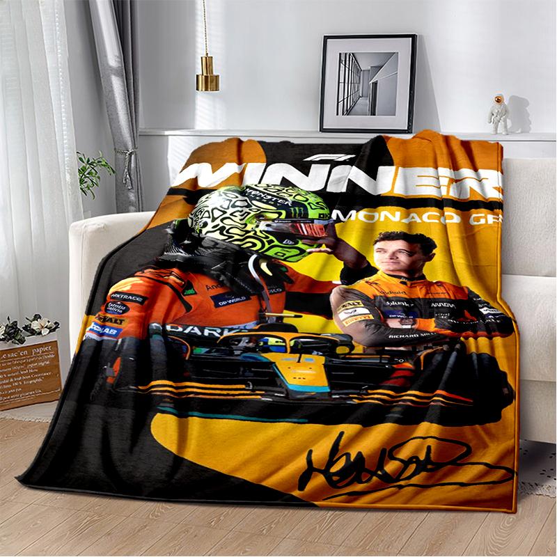 Manta Suave de Felpa Lando Norris Piloto F1, Manta de Franela Manta de Tiro para Sala de Estar Dormitorio Cama Sofá Oficina Cubierta Regalo