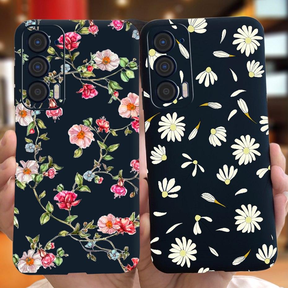 Silicon Case For Motorola Edge (2021) / Edge 5G UW (2021) Fashion Sunflower Daisy Pattern Soft Phone Cases For Edge 2021 XT2141