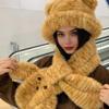 2Pcs/Set Winter Hat Scarf Set Tiger Leopard Print Dome Style Fisherman Hat with Lace-Up Design Windproof Warmth Hat Scarf Set