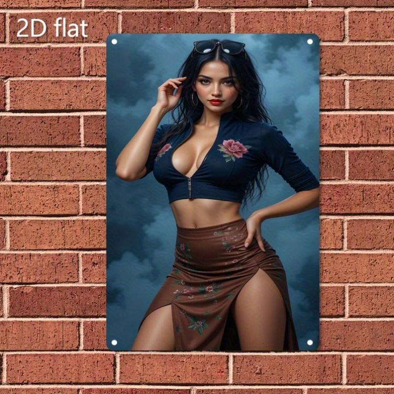 Ретро Женщина Металлическое Настенное Искусство Винтажный Цветочный Портрет Железный Знак для Дома  Бара Внутри и Снаружи Декор 20x30cm