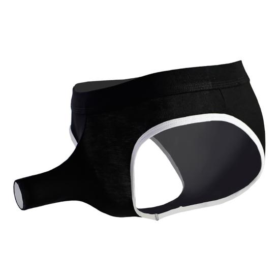 Sexy Men Elephant Nose Open Penis Pouch Briefs Mid Rise Breathable Underwear