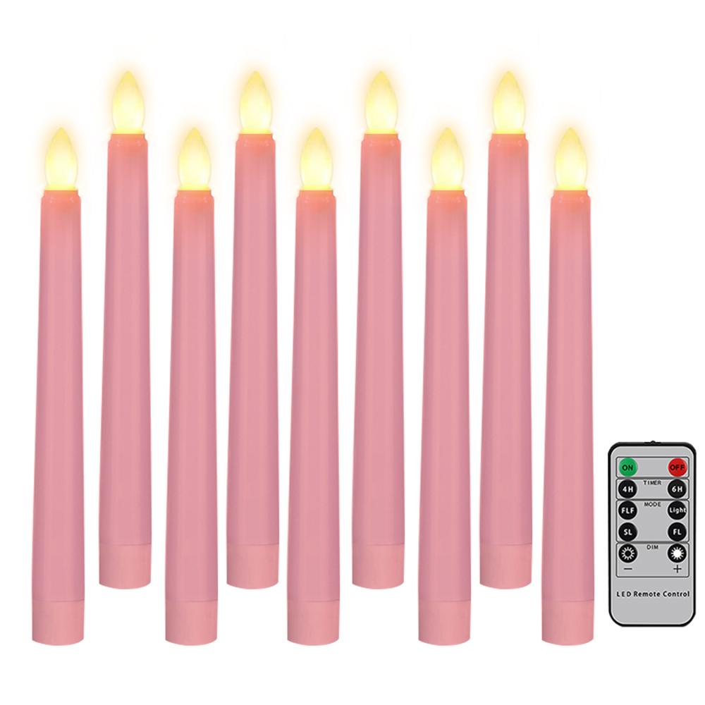 

9шт светодиодные свечи электронные мерцающие огни пламя таймер пульт дистанционного управления длинный конус для свечей день рождения украшения свадьба светодиодные свечи
