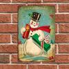 Vintage Snowman Metal Wall Art Outdoor Christmas Decor Pre Drilled Holiday Yard Sign