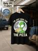 1pc Male Graphic T Shirt Funny Alien Eating Pizza Print Short Sleeve Crew Neck for Teenagers[solely 1pc T-SHIRT], for Teenager