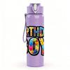 1PC Rainbow Birthday Boy Bold Lettering 750ml Color Plastic Water Bottle Leakproof Flip Straw Lid For Sports Office Home Use