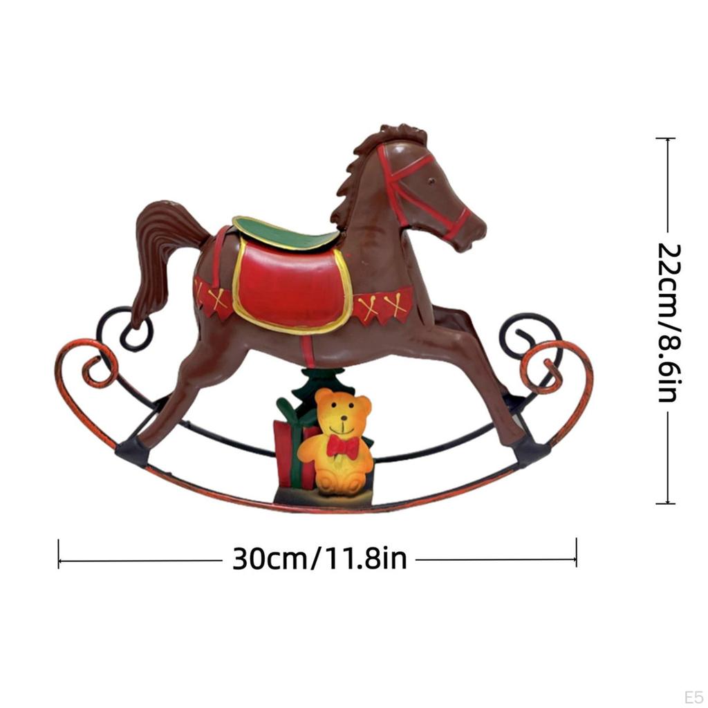 Christmas Horse Statue Animal Figurine Artwork Birthday Gift Iron Crafts Sculpture for Bookshelf