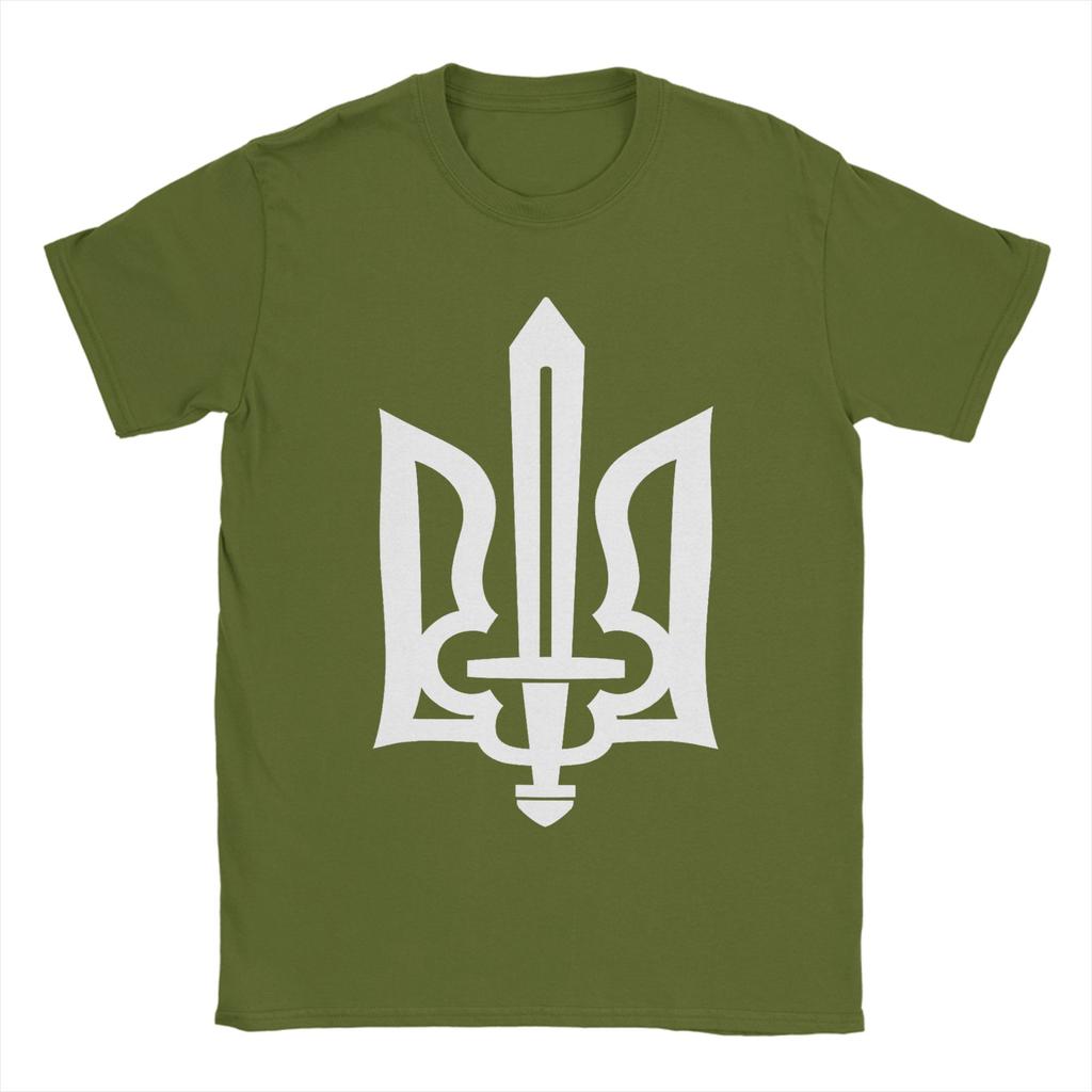 Ukrainian Trident Symbol Ukraine Gerb with Sword Cotton T Shirt For Adult Summer Basic TShirts O Neck Tees Oversized Cheap Tops