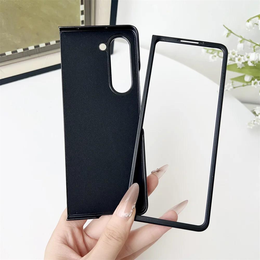 For Magsafe Magnetic Wireless Charging Phone Case for Samsung Galaxy Z Fold 6 5 4 3 Luxury Carbon Fiber Leather Protective Cover