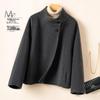 2025 A/W Stand Collar Double-Sided Cashmere Short Wool Coat - Women's Loose Korean Style, Elegant
