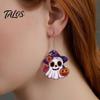 Hypoallergenic Earrings for Sensitive Ears 1 Pair Mexico Day of The Dead Women, Acrylic Unique Holiday Party Wear Flower Ghost Dangle Drop Halloween