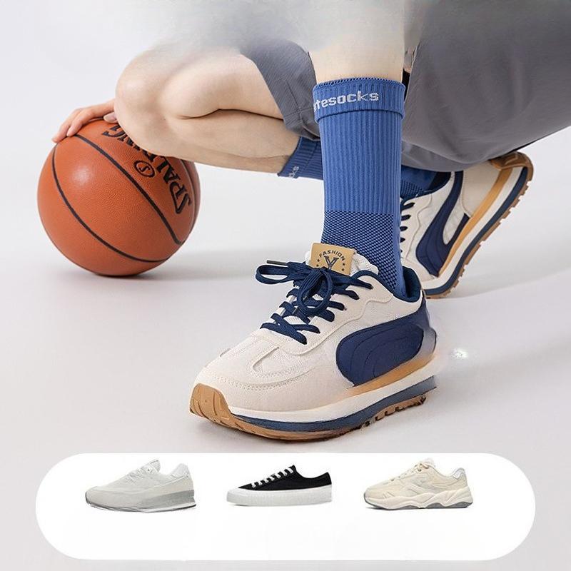 Men's Mid-calf Sports and Fitness Socks, Spring and Autumn Loop Sole Socks, Breathable and Sweat-absorbing Basketball and Running Cotton Socks