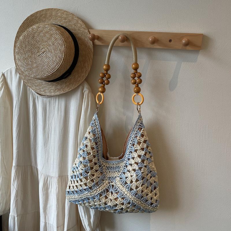 Large capacity woven bag women's 2025 new summer vacation straw bag versatile shoulder tote bag