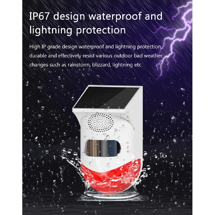 Wolf-Guard 120dB Tuya WiFi Outdoor Solar Motion Alarm Waterproof Flashing Sensor Detector Home Security for Garage /Shed /Farm