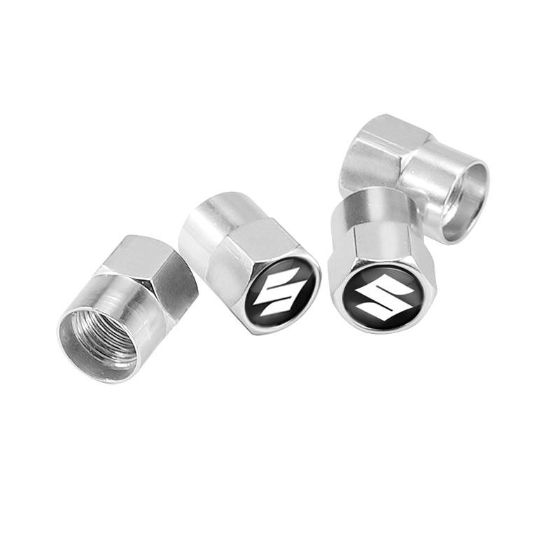 4Pcs Metal Car Tire Valve Core Cap Wheel Valve Cover For Suzuki Swift Jimny Ignis Alto SX4 Splash Baleno Vitara Swace Auto Parts