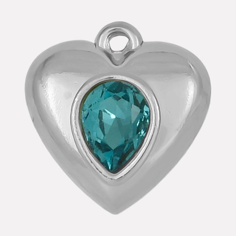 Never Fade Heart Charm Water Drop Rhinestone 6pcs Stainless Steel Charms For Jewelry Making Supplies Metal Pendant DIY Materials