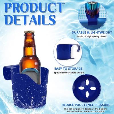 Swimming Pool Cup Holder No-Spill Easy To Clip Simple Installation Universal Above-Ground Poolside Cup Holder Drink Rack