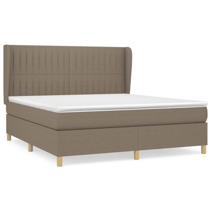3128705 vidaXL Lit à sommier tapissier avec matelas Taupe 180x200 cm Tissu