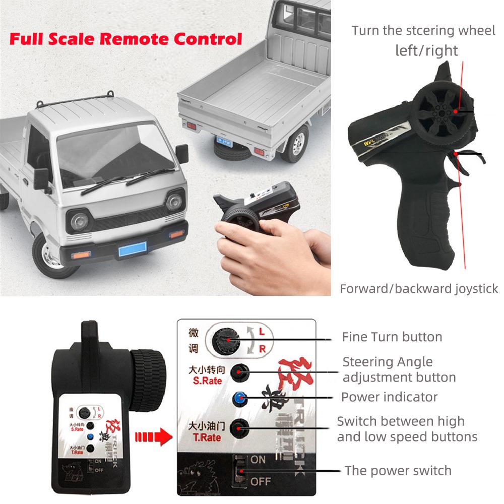 Wpl D12 1:10 Rc Car Simulation Drift Climbing Truck Led Light On-Road Rc Cars Trucks For Kids Gifts Toys