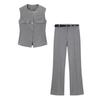 European and American Women's Herringbone A-line Vest and Long Pants Fashion Set