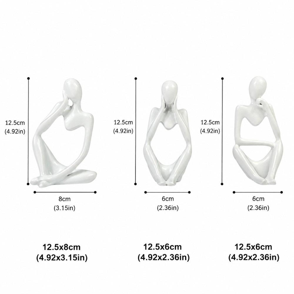 3pcs Lightweight Resin Figurine 5in Abstract Sculpture Creative Art Collectible  Home Decor