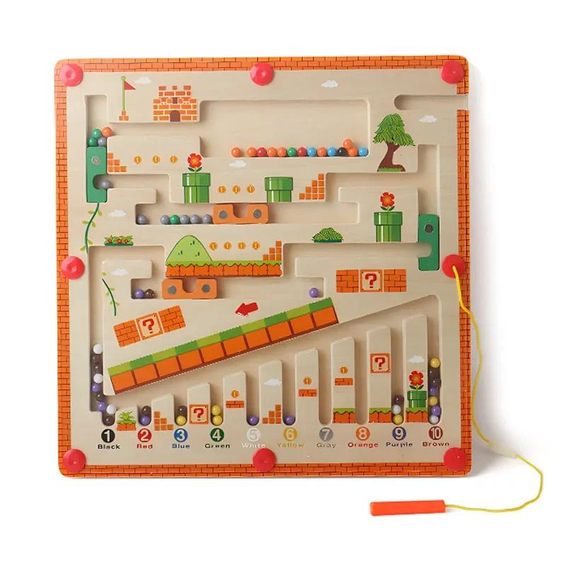 Non-Toxic Wooden Magnetic Color And Number Maze Learning Education Toys Color Matching Montessori Toys Wooden Toys For Children Gifts