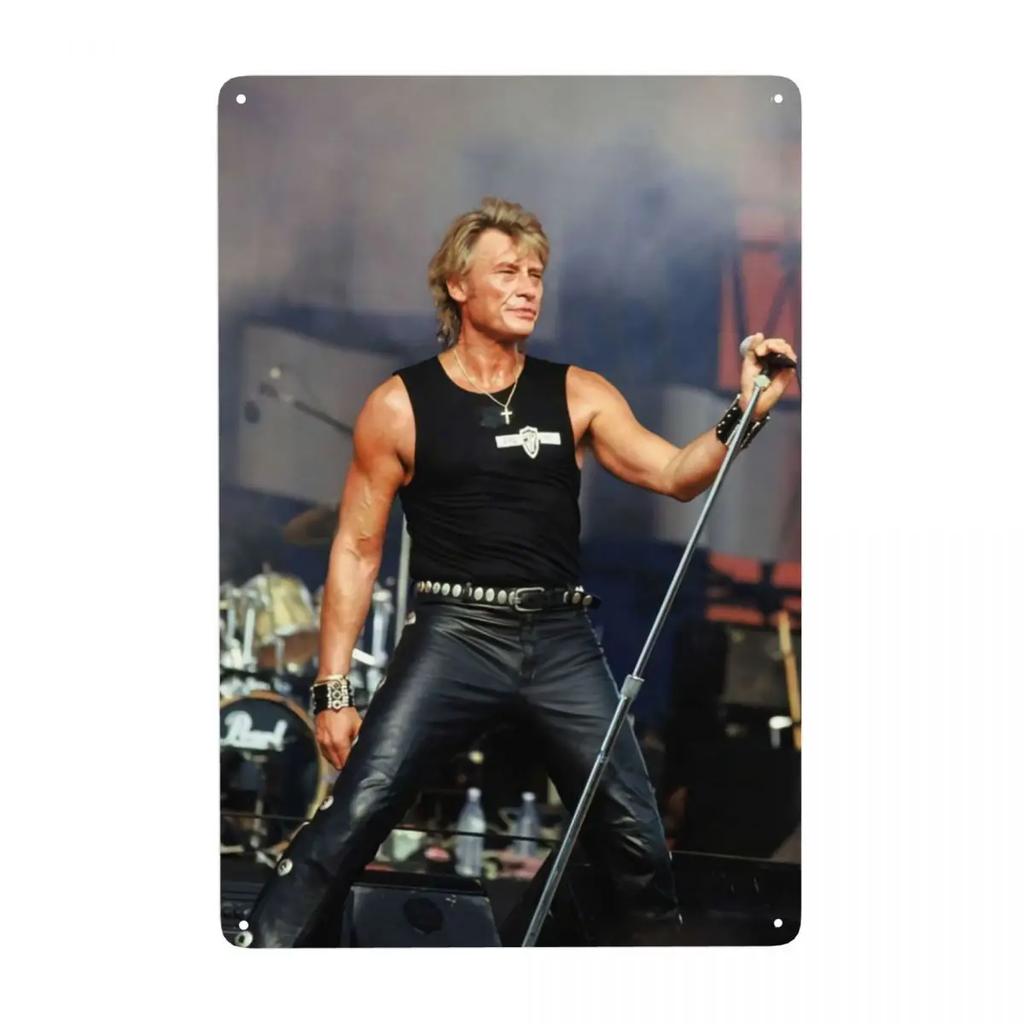 Segni Metallica Vintage Johnny Hallyday Personalizzati Cantante Rock Francese Placca di Latta Cancello Giardino Bar Decorazione Murale 30x20cm