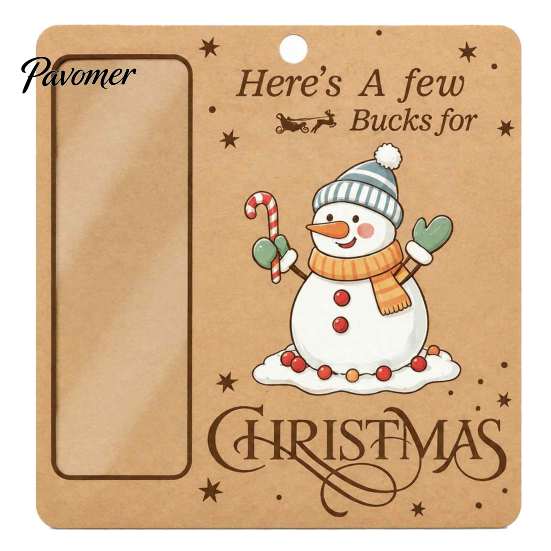Christmas Tree Money Hanging Decor Wooden Holder, Vintage Cash Gift Holder Ornaments Graduation Pendant with Santa/Snowman/Tree Pattern for
