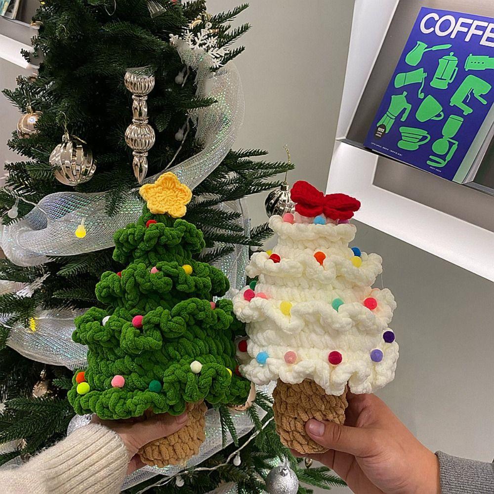 Handmade Xmas Tree Crochet Kits Easy Yarn Thread Crochet Material  New Year Gift