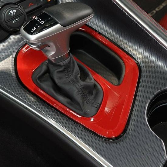 Inner Gear Shift Panel Decoration Cover Trim For Dodge Challenger 2015- Red