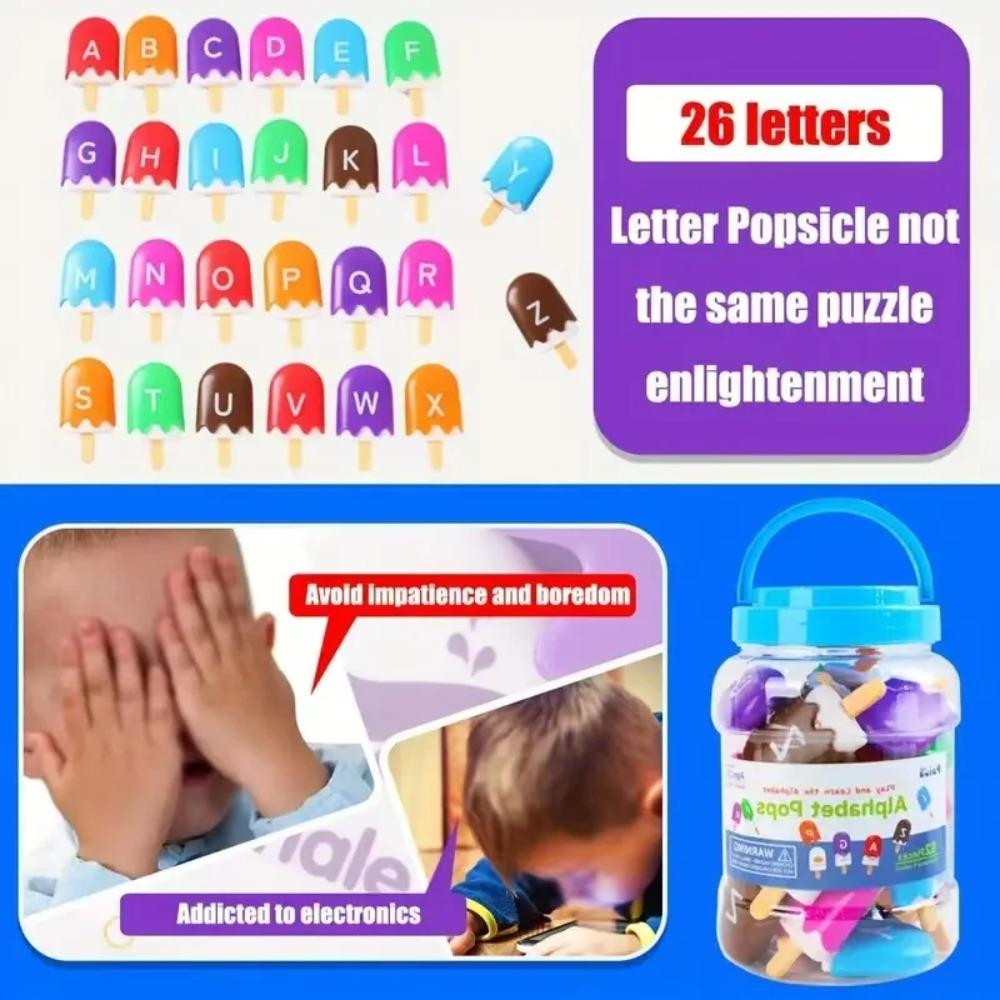 ABC Alphabet Learning Toys Letters Animal Matching Puzzle Toy Ice Cream Color Sorting Activity Montessori Educational Kids Toys