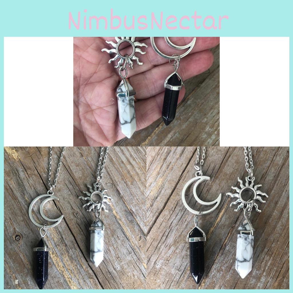 Moon And Sun Crystal Pendant Necklace With Alloy Chain For Fashionable Women And Men