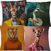 European Elegant Giraffe Flamingo Female Leopard Animals Portrait Poster Cushion Covers Pillow Case For Sofa
