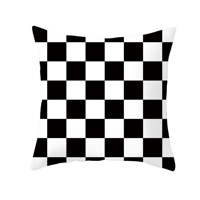 Simple Black and White Plaid Geometric Wave Pattern Cushion Cover Home Living Room Sofa Decorative Pillow Pillow Cover