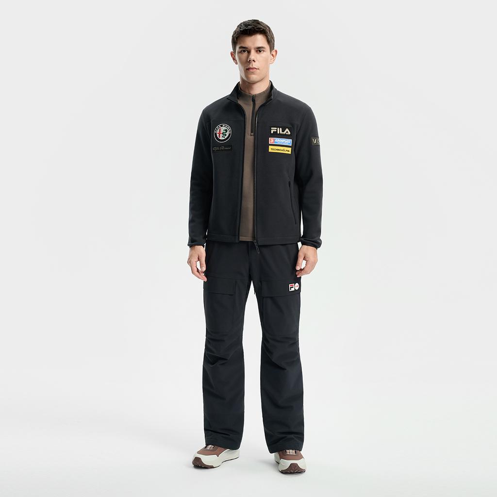 Fila Ski Series Fleece Lined Warm Minimalist Stylish Casual Sports Training Versatile Comfortable Jacket Men Jackets Deep-Black A11M546503FBK