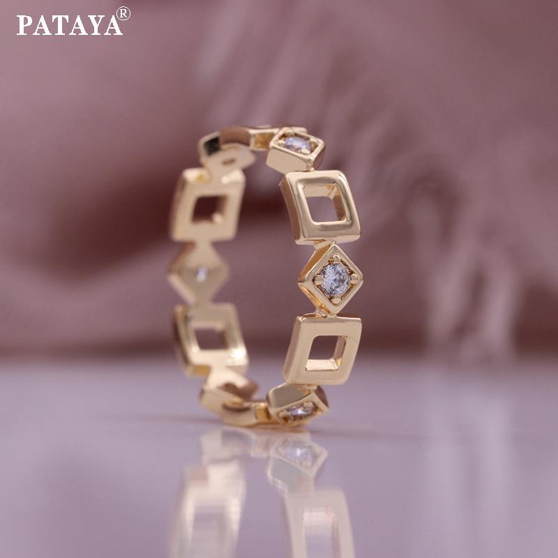 

PATAYA Geomet Style Белое искусственное цирконовое индивидуальное мужское и женское кольцо