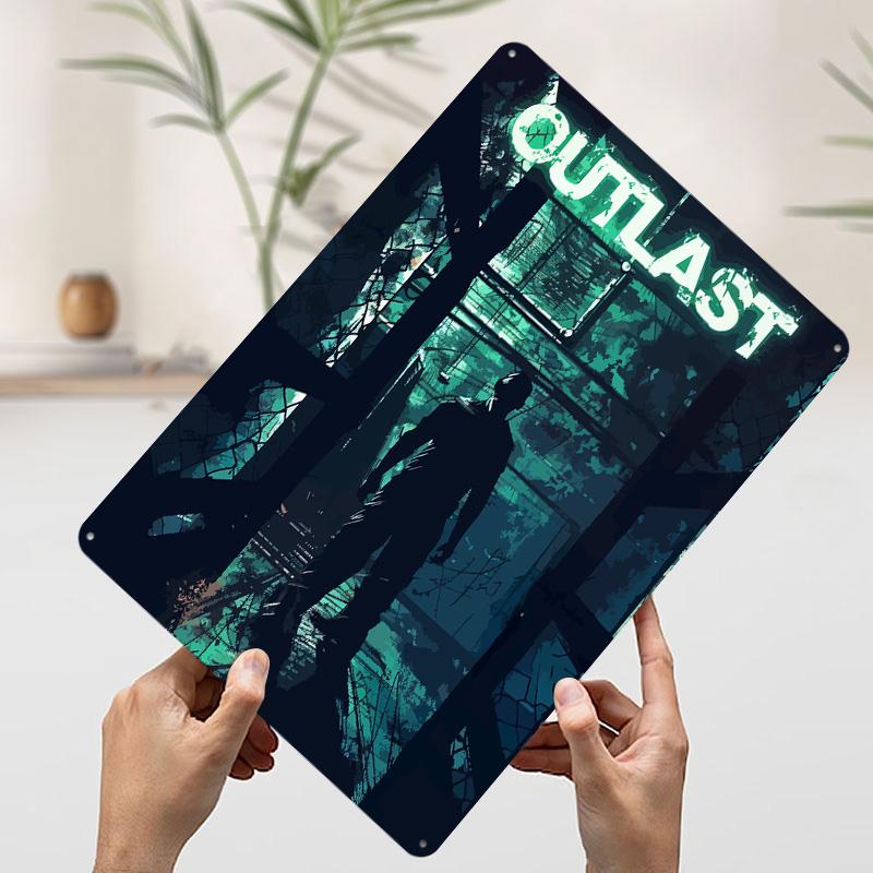 Outlast Game Artwork Tinplate Poster Customized Wall Art Vintage Retro Metal Signs for Apartment Decoration Room Home Decor Men