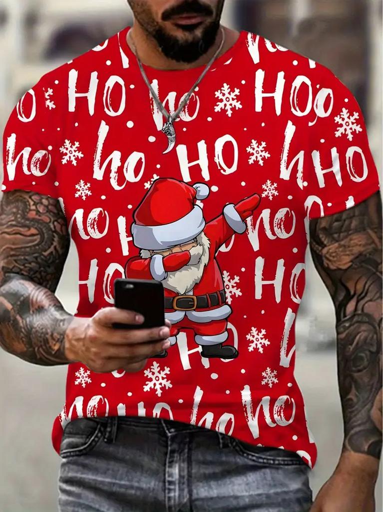 HO HO HO Santa Claus Print T Shirt For Men Women New Year Party Fashion Clothing Christmas Harajuku Short Sleeve Tops T-shirts