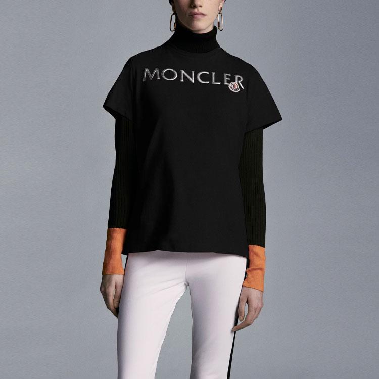 Moncler FW21 Logo Print Short Sleeve T-Shirt Women Tops Black G20938C00024829FB999