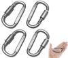 Set mit 4 Schraubverschluss-Karabinerhaken mit Schnappverschluss, Leichtgewicht für den Außenbereich, Anti-Rutsch-Haken, Aluminium, (Silber)