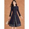 Women's Vintage Elegant Printed Lapel A-Line Dress