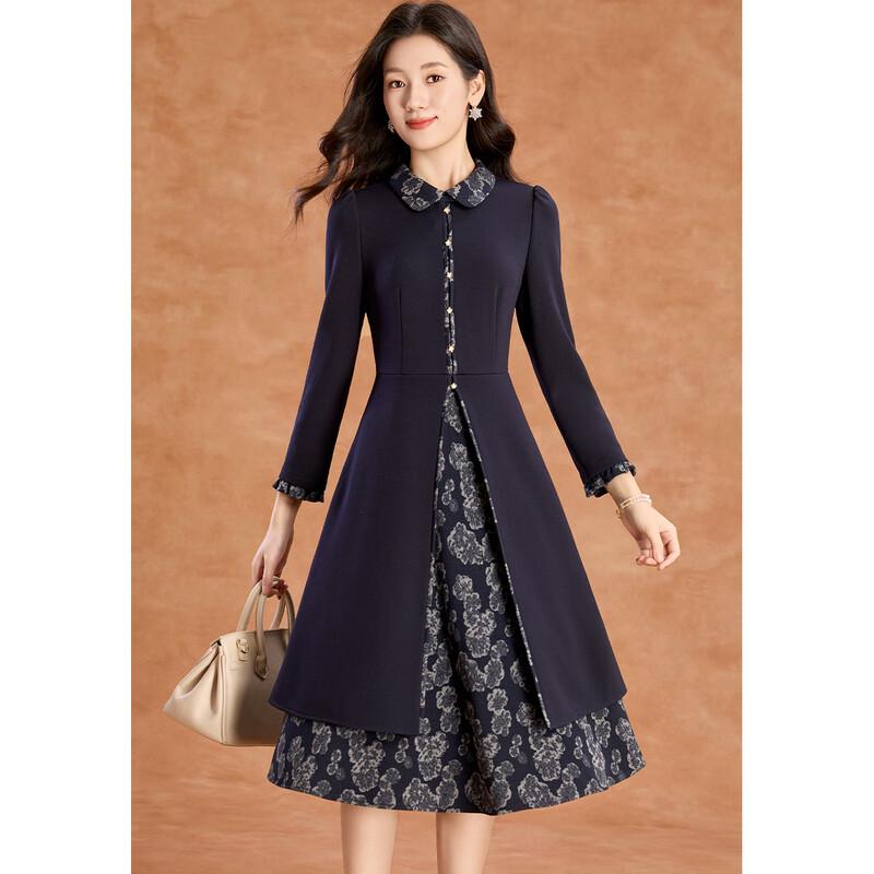Women's Vintage Elegant Printed Lapel A-Line Dress