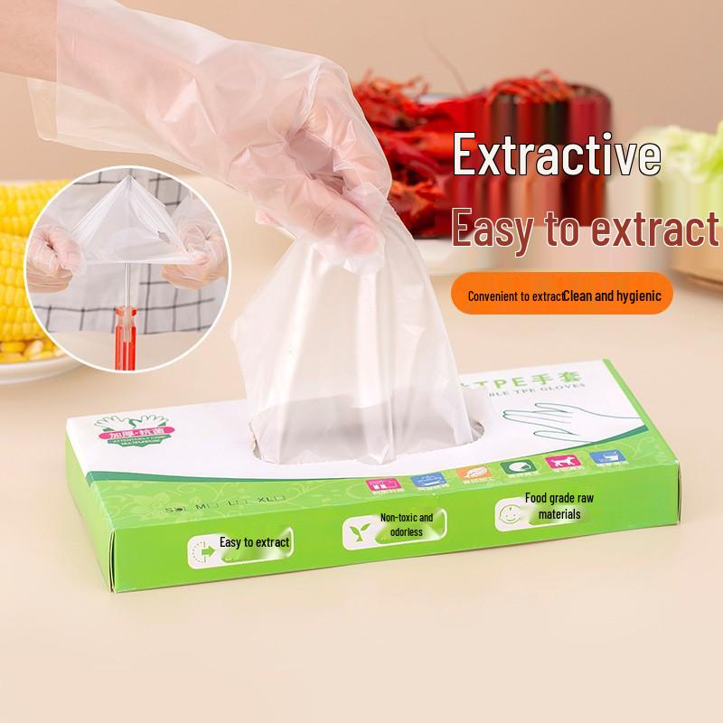 TPE Micro-Elastic Durable Disposable Gloves: Thickened, Food Grade, Waterproof for Industrial, Kitchen, Household, and Hairdressing Use.