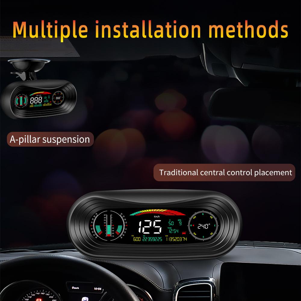 Newest P18 Head Up Display Car GPS Slope Meter Multiple Inclinometro 4x4 Smart Car HUD Digital Odometer Gauge Easy Installation